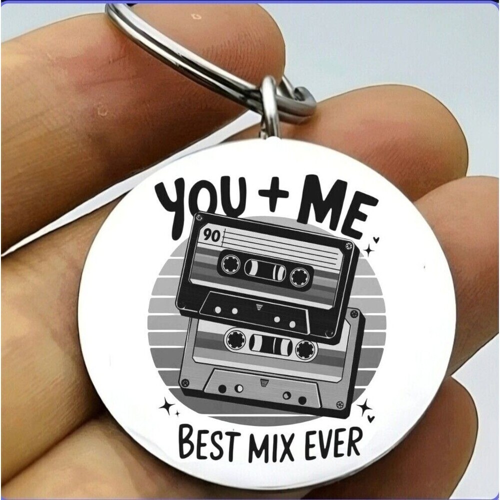 Old School Tape Music Player Bedr Remox Couple Lover Stainless Keychain
